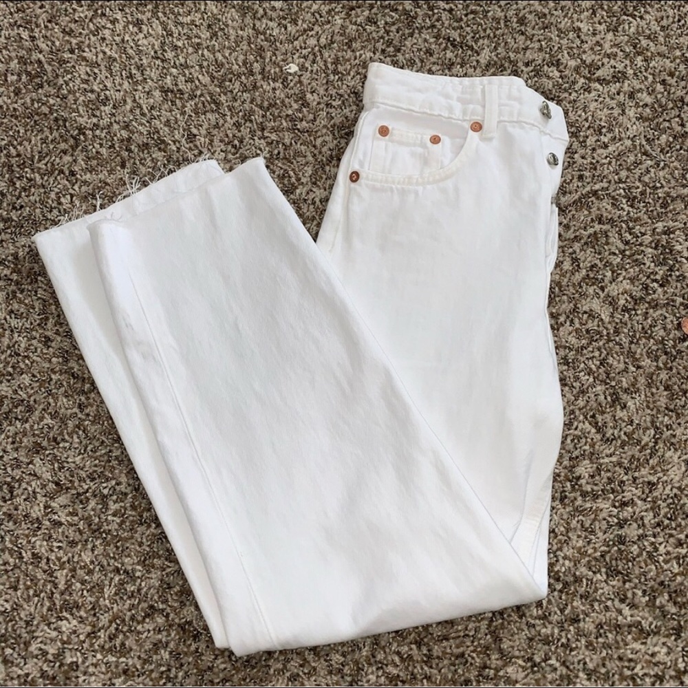 Zara white high waisted jeans